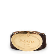 Shop safe online at Labellov in Antwerp this 100% authentic second hand Prada Chocolate Brown Suede Belt - Size 85