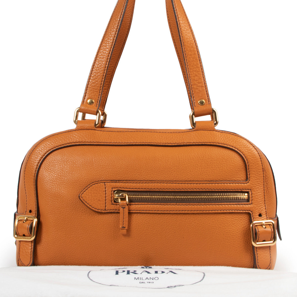 Prada Burnt Orange Boston Bag for the best price at Labellov