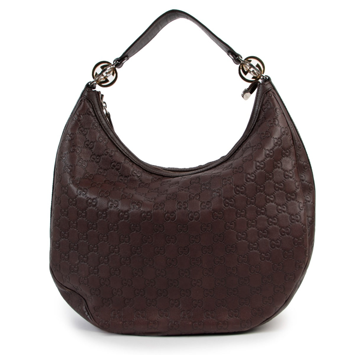 Gucci 232945 Chocolate Brown Guccissima GG Twins Large Hobo Bag Buy this gorgeous piece here safely!