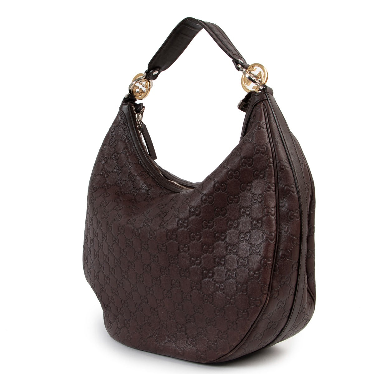 Gucci 232945 Chocolate Brown Guccissima GG Twins Large Hobo Bag Buy this gorgeous piece here safely!