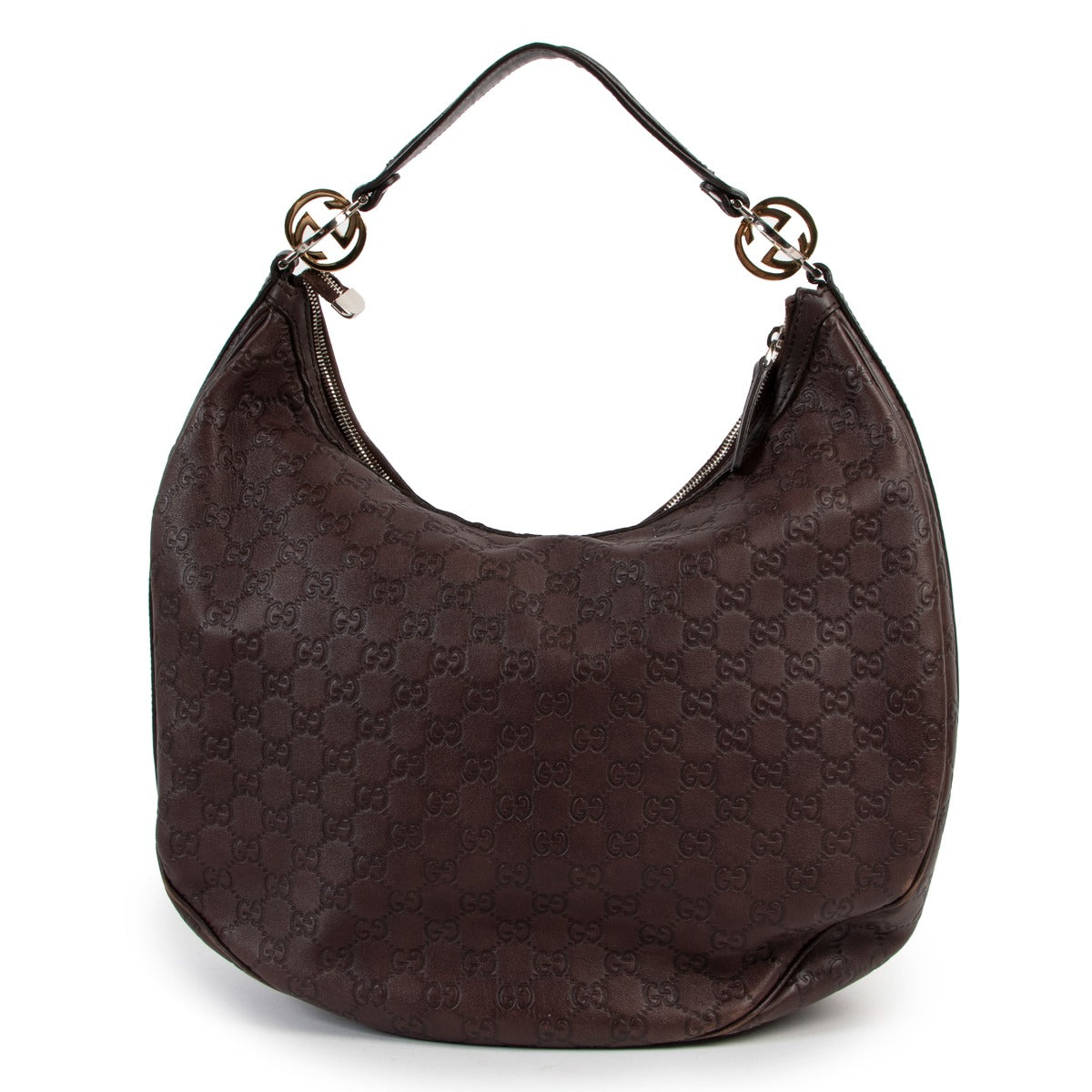 Gucci 232945 Chocolate Brown Guccissima GG Twins Large Hobo Bag Buy this gorgeous piece here safely!