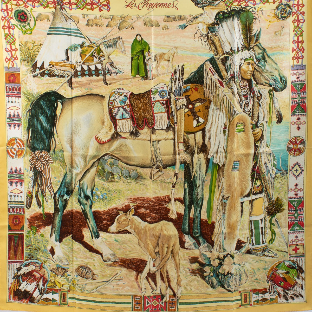 shop 100% authentic second hand Hermès Les Cheyennes Silk Scarf on Labellov.com
