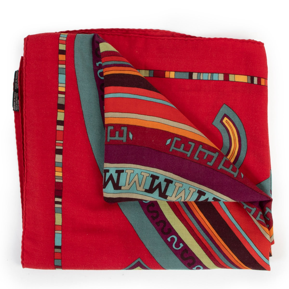 shop online authentic second hand luxury designer Hermès Multicolour Lettering Silk And Cashmere Scarf at Labellov