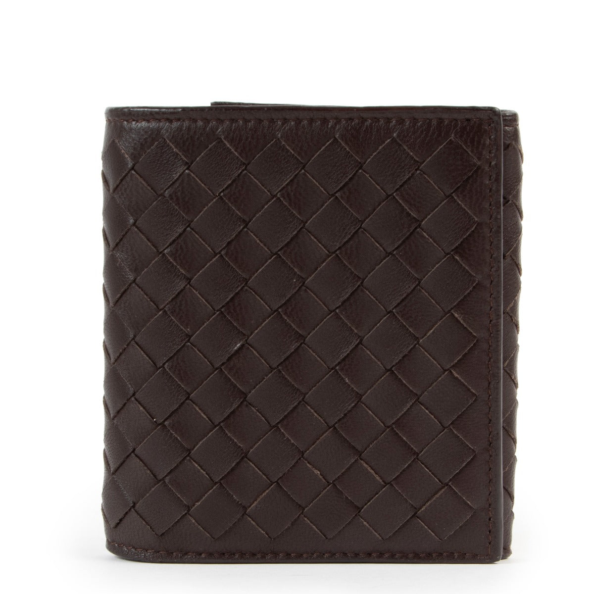 Shop second hand designer vintage luxury high end fashion Bottega Veneta Intrecciato Tri-fold Flap Wallet at Labellov.