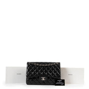 Chanel Black Lambskin Jumbo Classic Flap Bag PHW