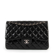 Chanel Black Lambskin Jumbo Classic Flap Bag PHW for the best price at Labellov