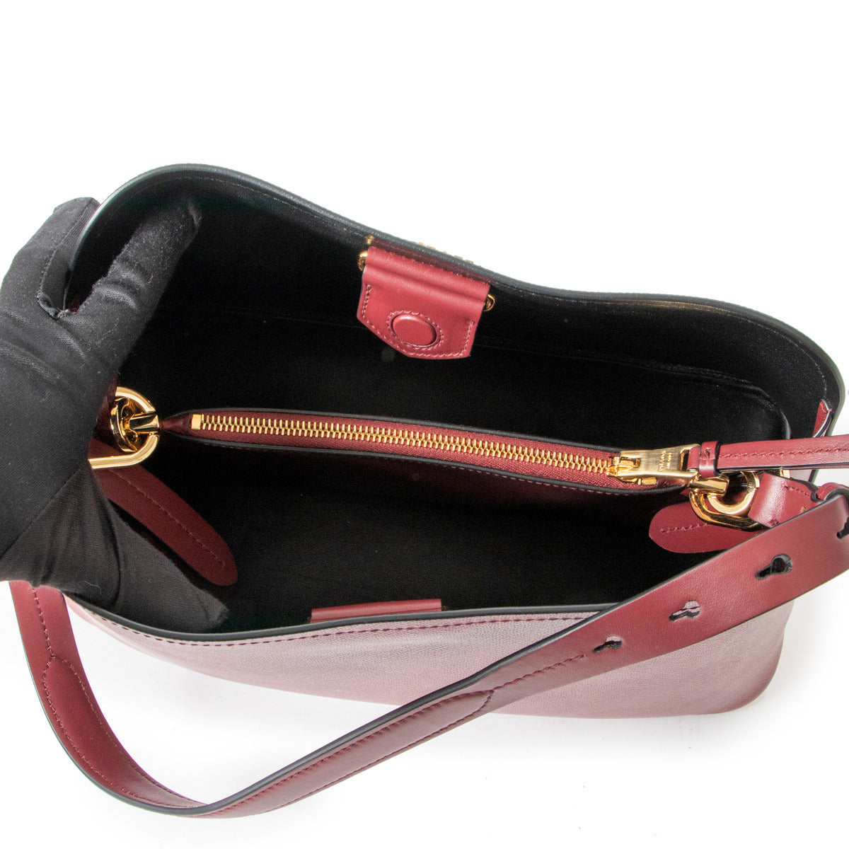 Prada Burgundy Saffiano Lux Promenade Schoudertas