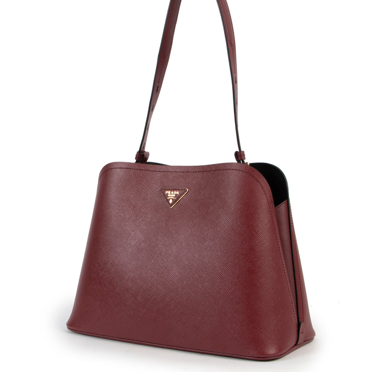 Prada Burgundy Saffiano Lux Promenade Schoudertas