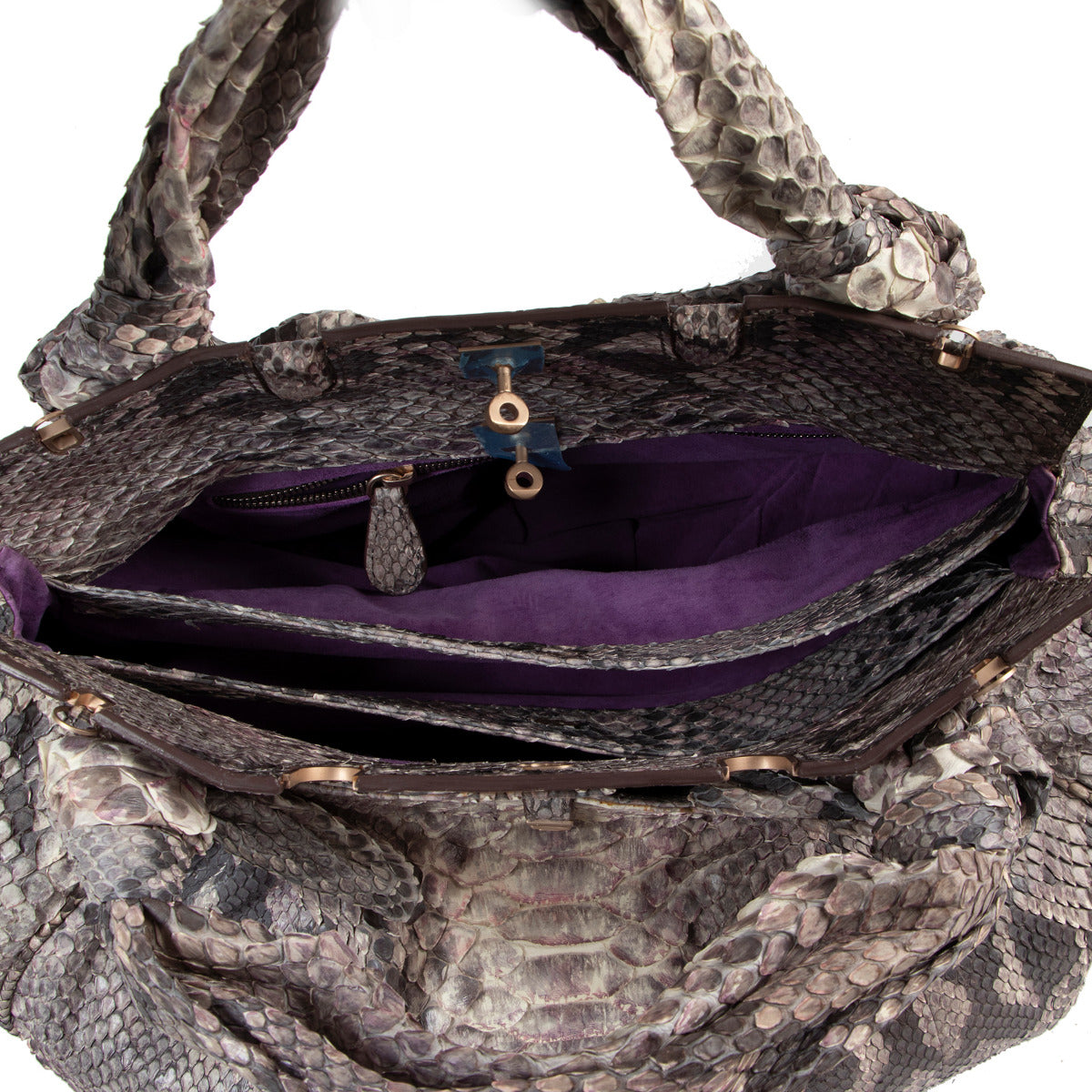 Zagliani Grey Pink Ombré Python Bag