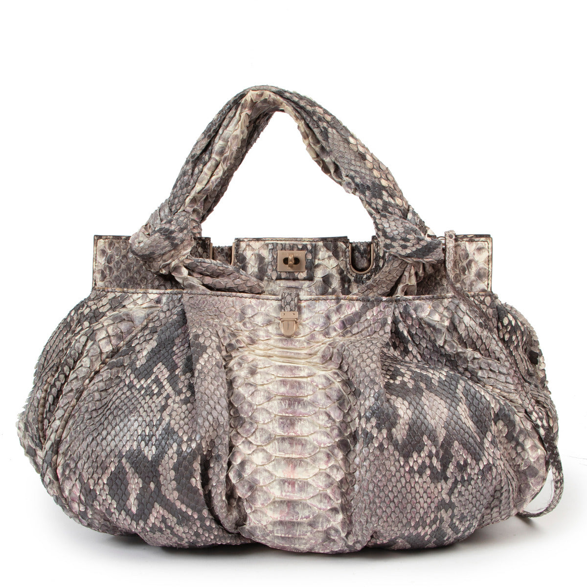 Zagliani Ombré Grey And Pink Python Bag
