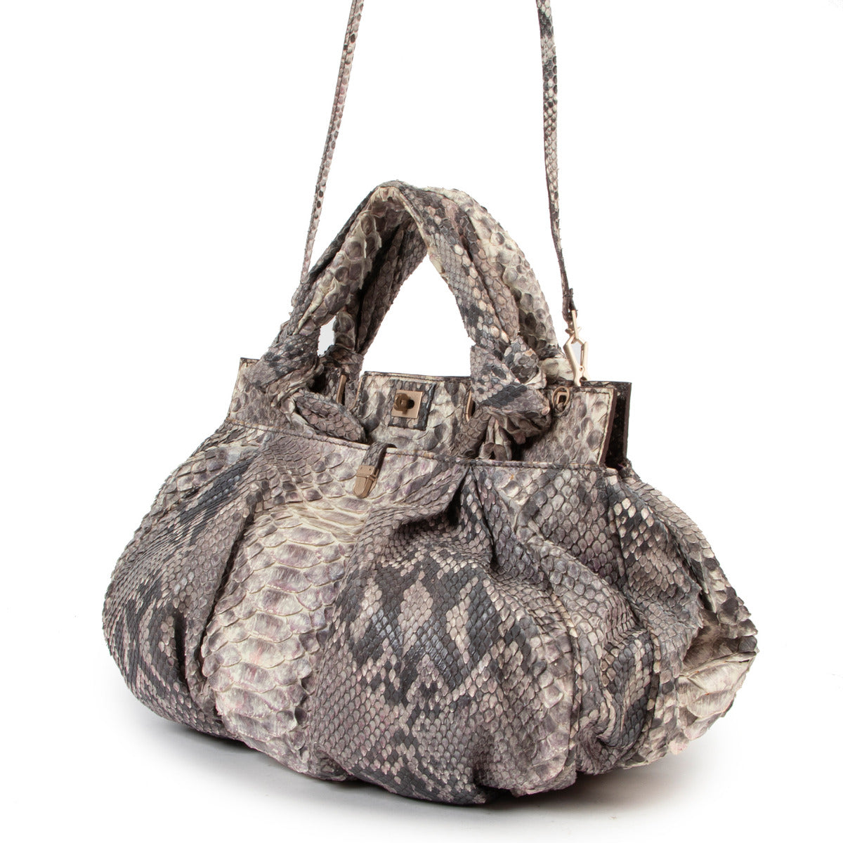 Zagliani Grey Pink Ombré Python Bag