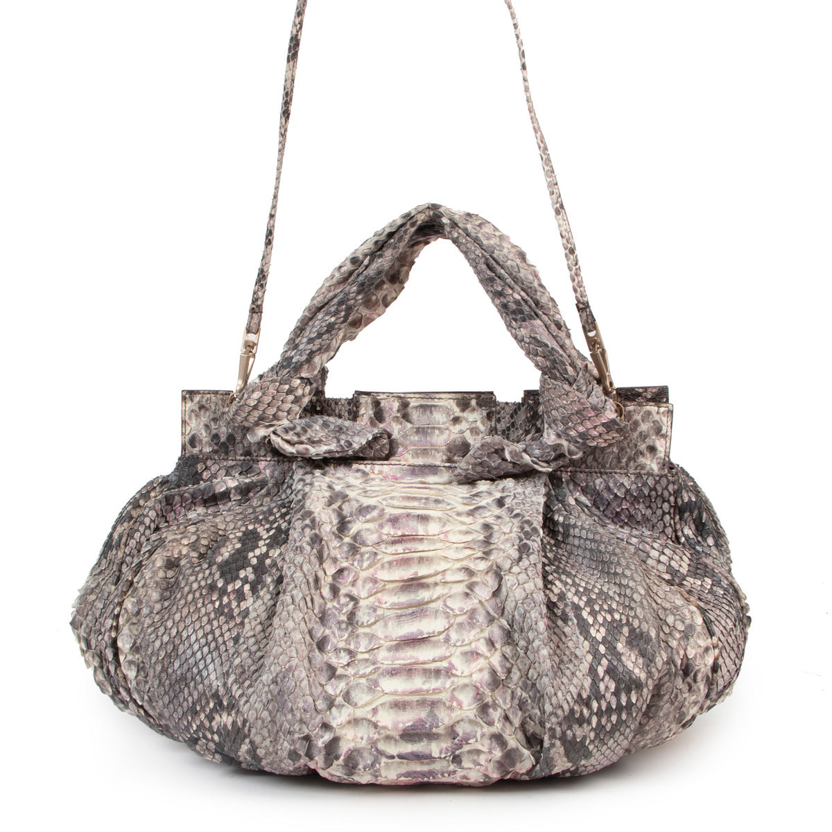 Zagliani Grey Pink Ombré Python Bag