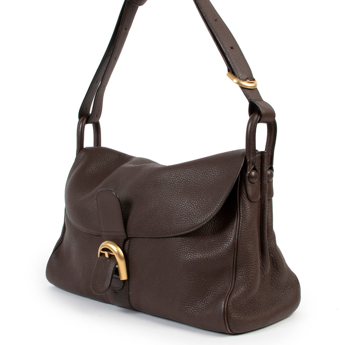Shop safe online at Labellov in Antwerp this 100% authentic second hand Delvaux Chocolate Brown Besace Shoulder Bag