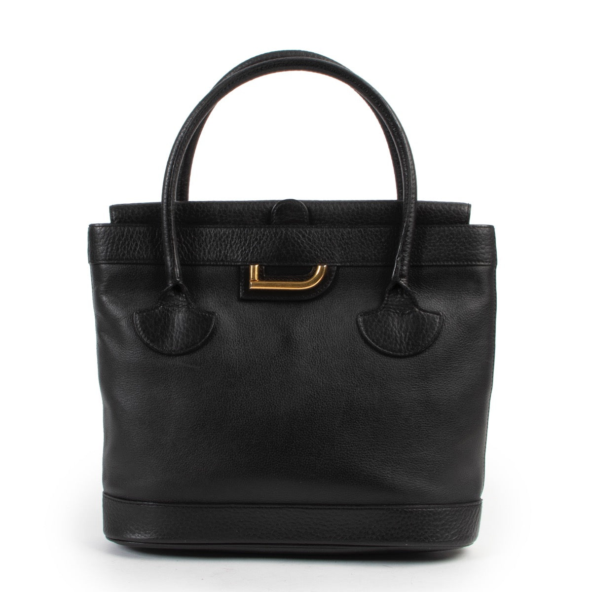 Shop safe online 100% authentic second hand Delvaux Black Leather Top Handle in very good condition at the right price at Labellov in Antwerp.