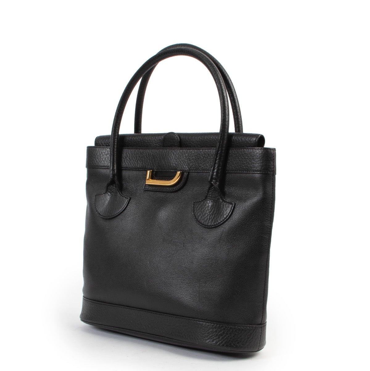 Shop safe online 100% authentic second hand Delvaux Black Leather Top Handle in very good condition at the right price at Labellov in Antwerp.