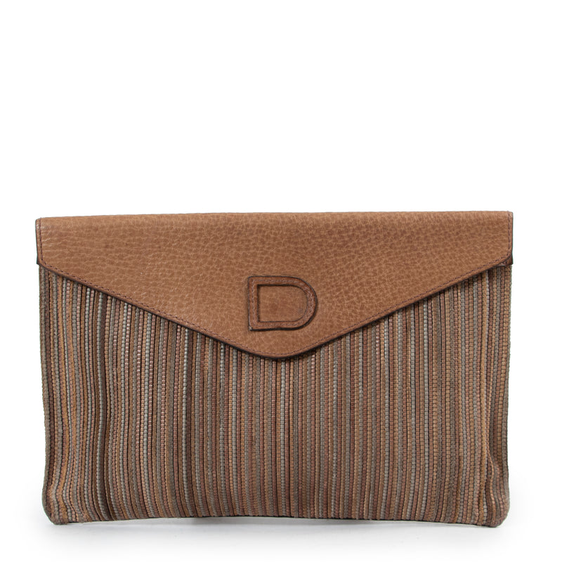 Shop safe online authentic second hand Delvaux Brown Toile De Cuir Clutch at the right price.