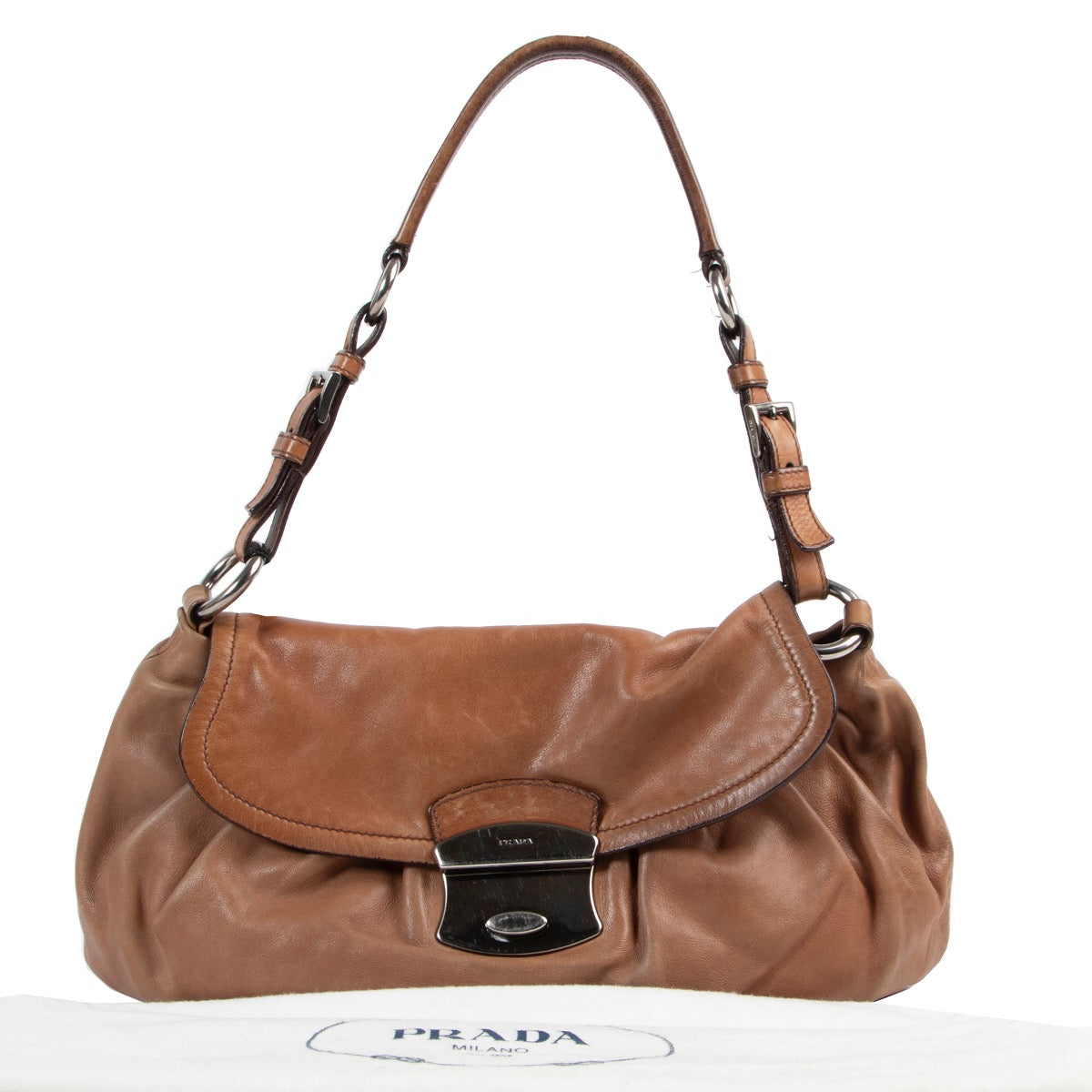 Shop safe online authentic second hand Prada Brown Shoulder bag at the right price at Labellov.Com.