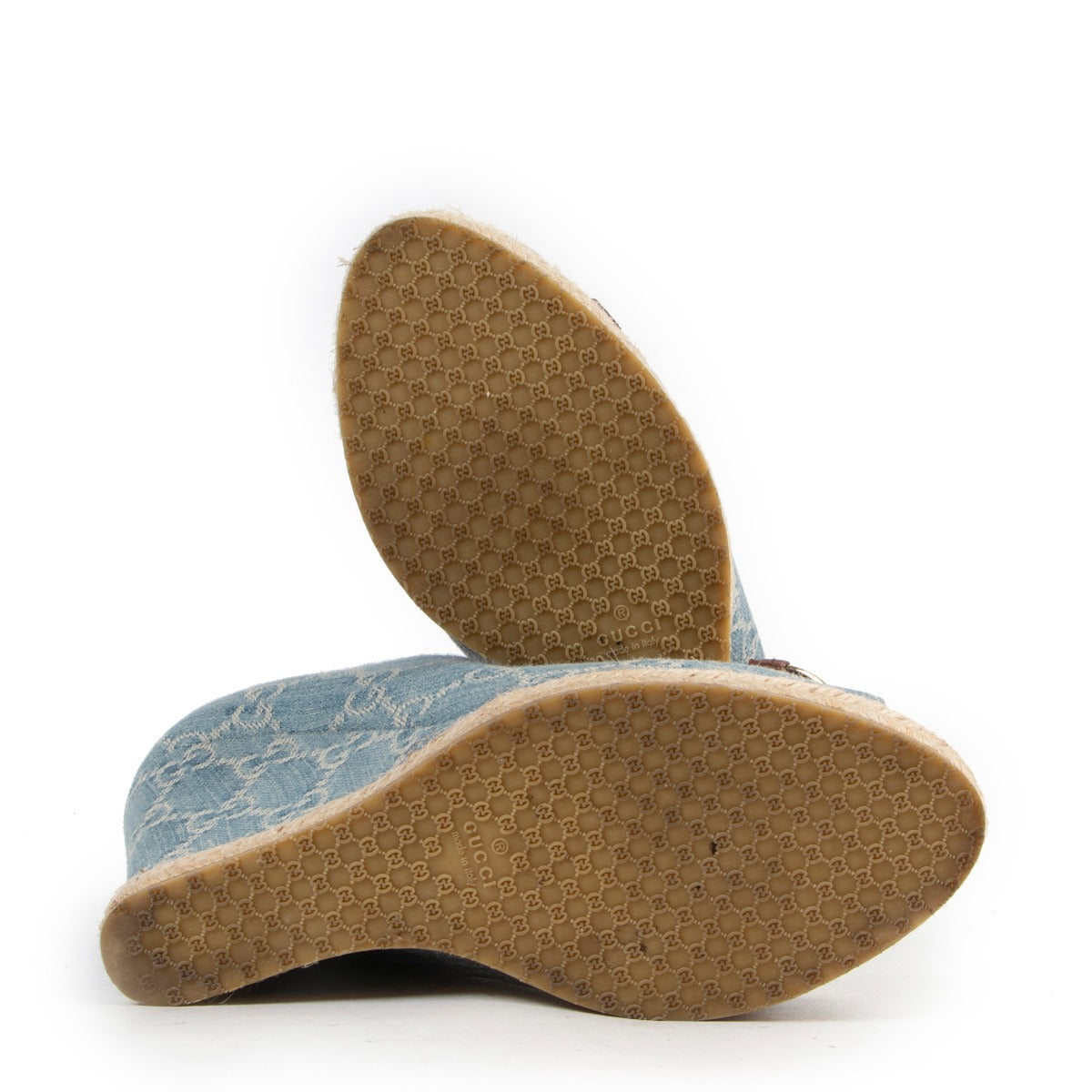 Buy Gucci Monogram Blue Denim Pumps-Size 38 reliably.