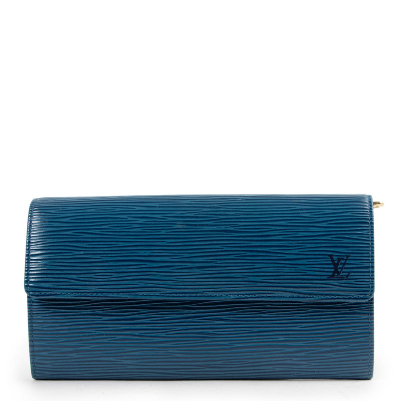 Louis Vuitton blauwe Epi leren Sarah portemonnee