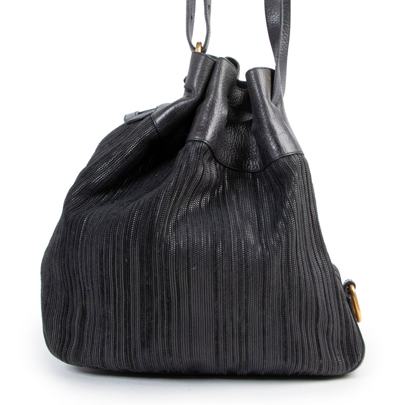 Delvaux Blauwe Sommelier Toile de Cuir Schoudertas