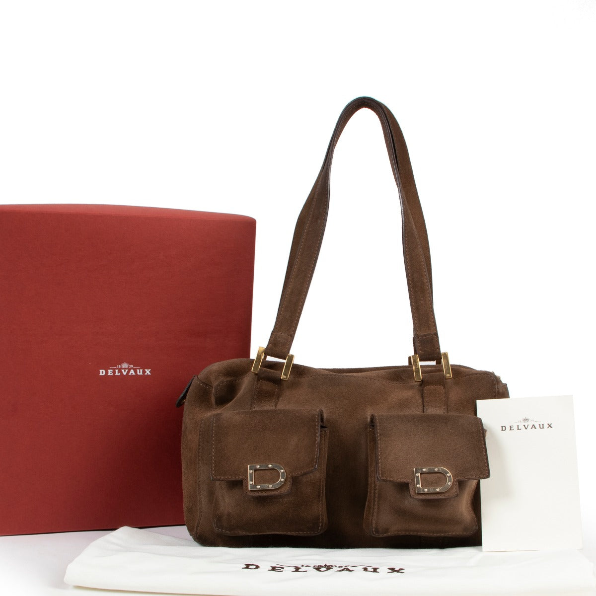 Delvaux Brown Suede Benjamin Shoulderbag on Labellov, Worldwide Shipping