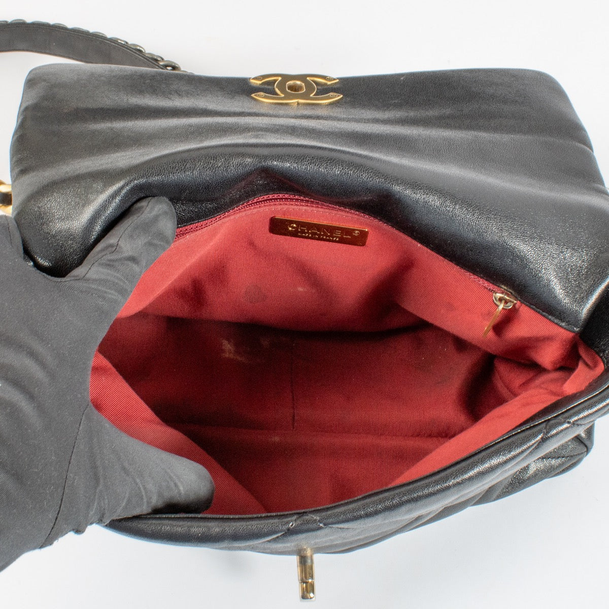 shop 100% authentic second hand Chanel Black Shiny Goatskin Large 19 Bag on Labellov.com