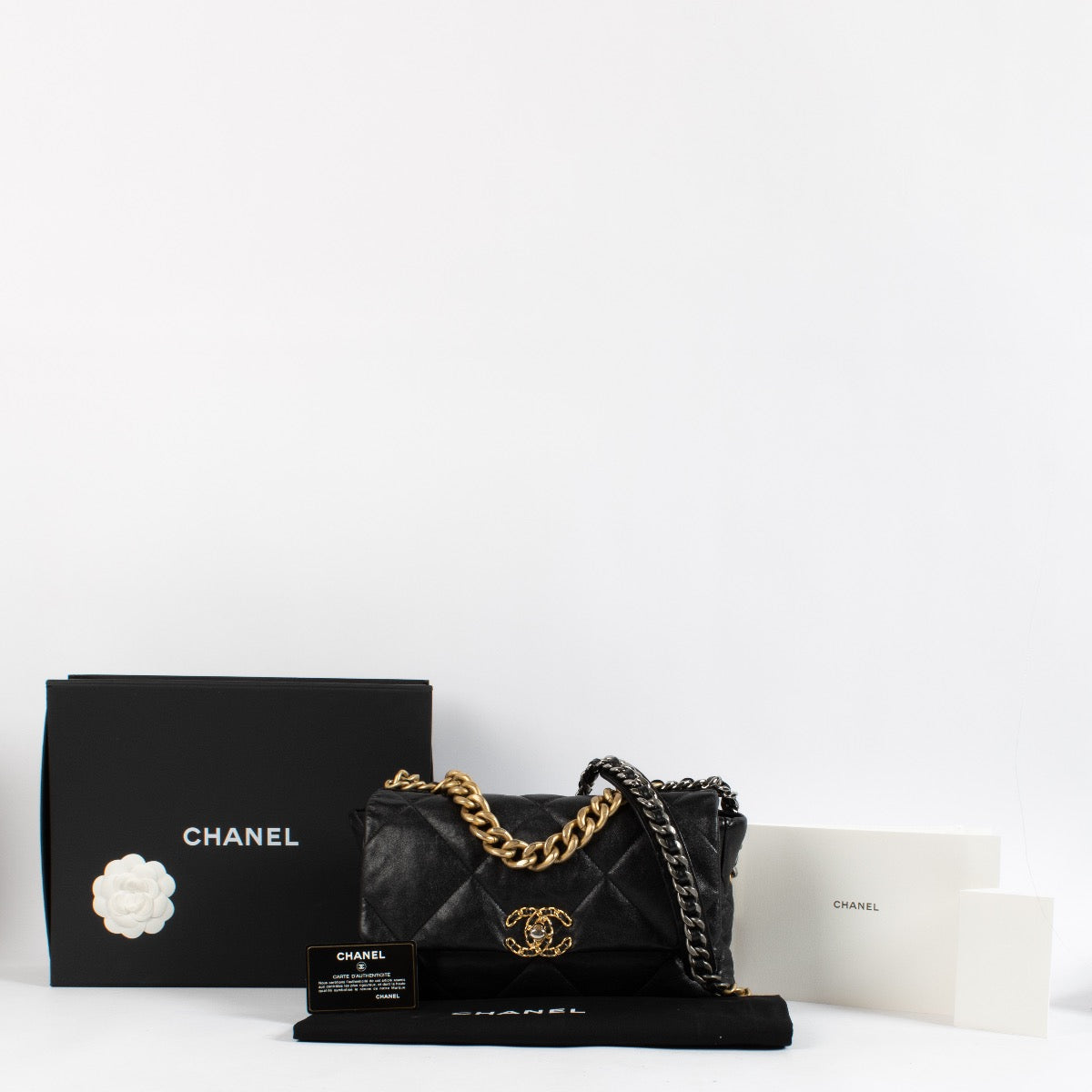 shop 100% authentic second hand Chanel Black Shiny Goatskin Large 19 Bag on Labellov.com