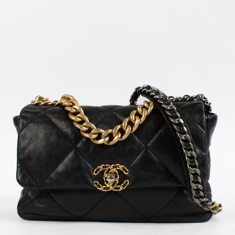 shop 100% authentic second hand Chanel Black Shiny Goatskin Large 19 Bag on Labellov.com