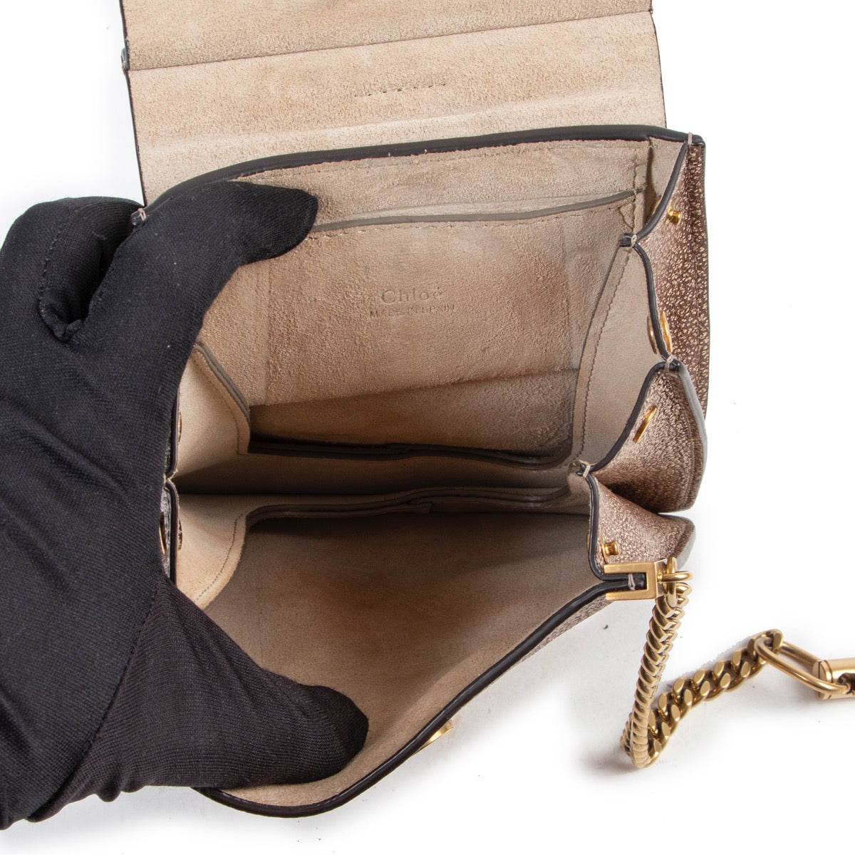 Chloé Metallic Taupe Faye Small Bracelet Bag