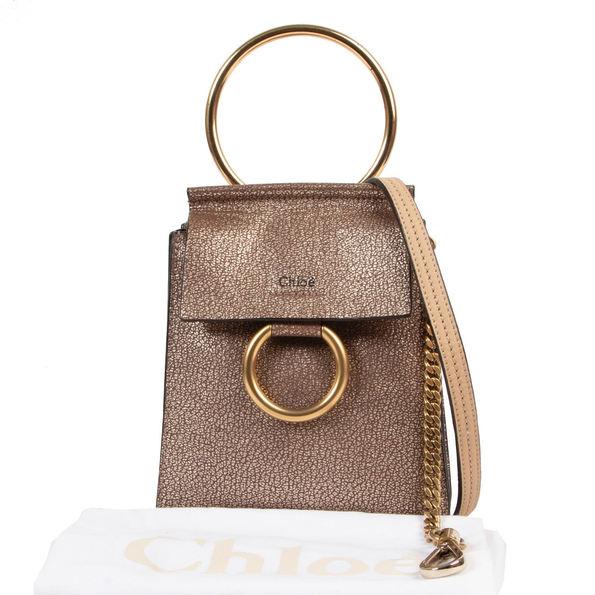 Chloé Metallic Taupe Faye Small Bracelet Bag
