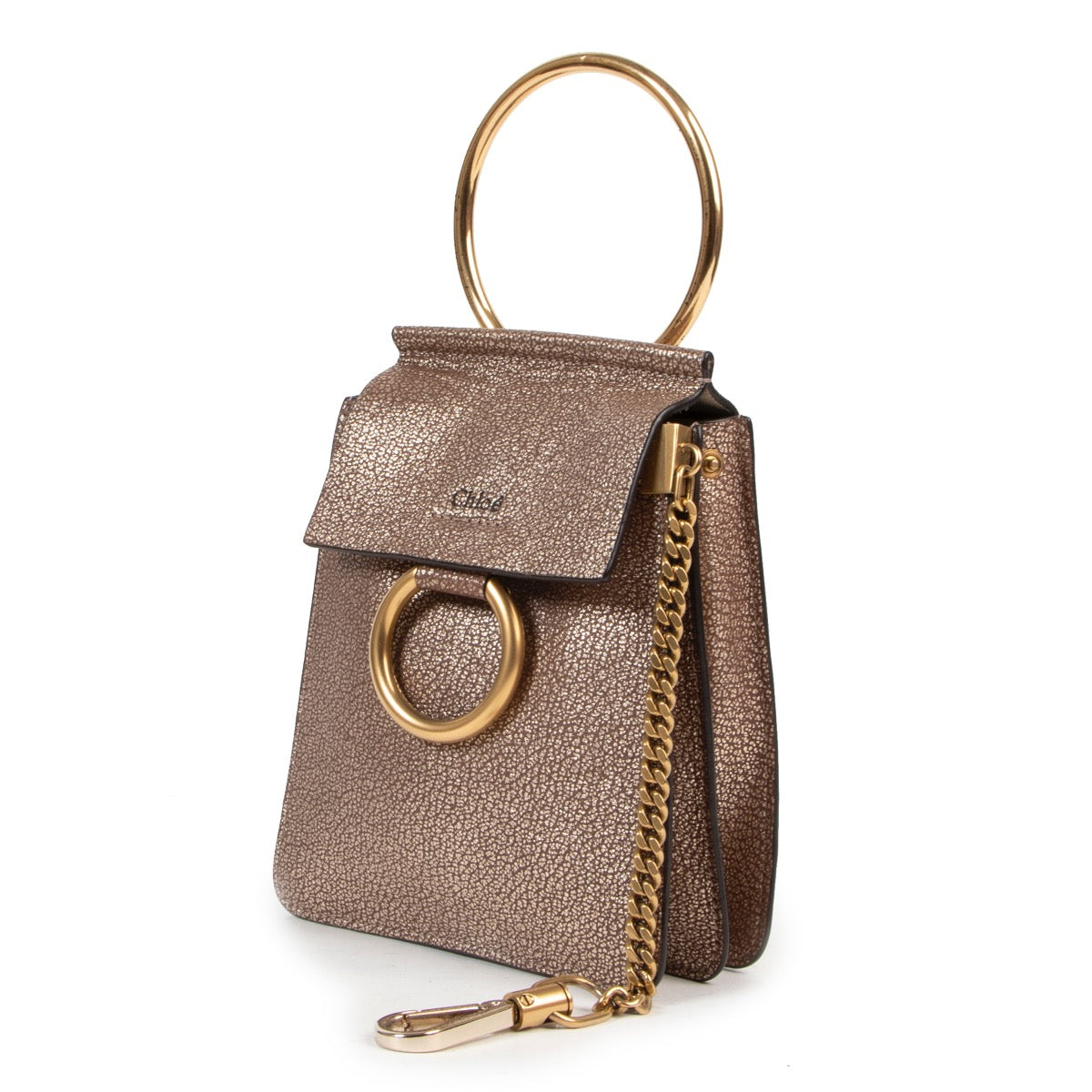 Chloé Metallic Taupe Faye Small Bracelet Bag