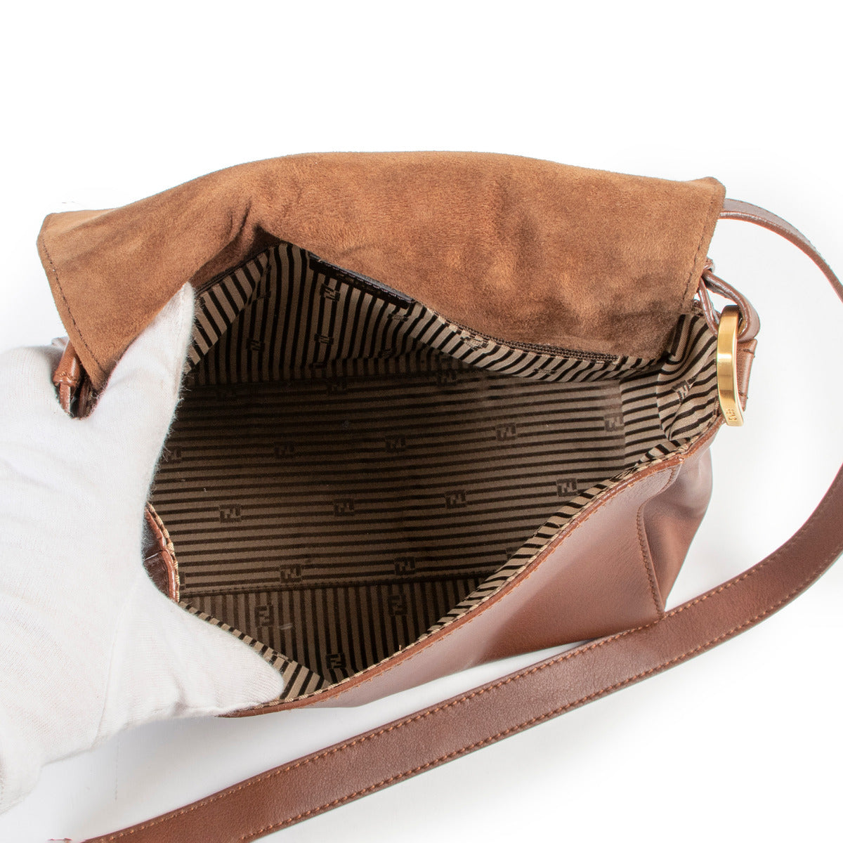 Fendi Brown Leather Medium Anna Shoulder Bag