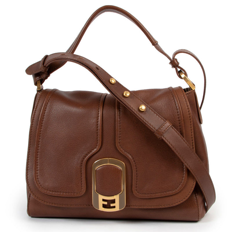 Fendi Brown Leather Medium Anna Shoulder Bag