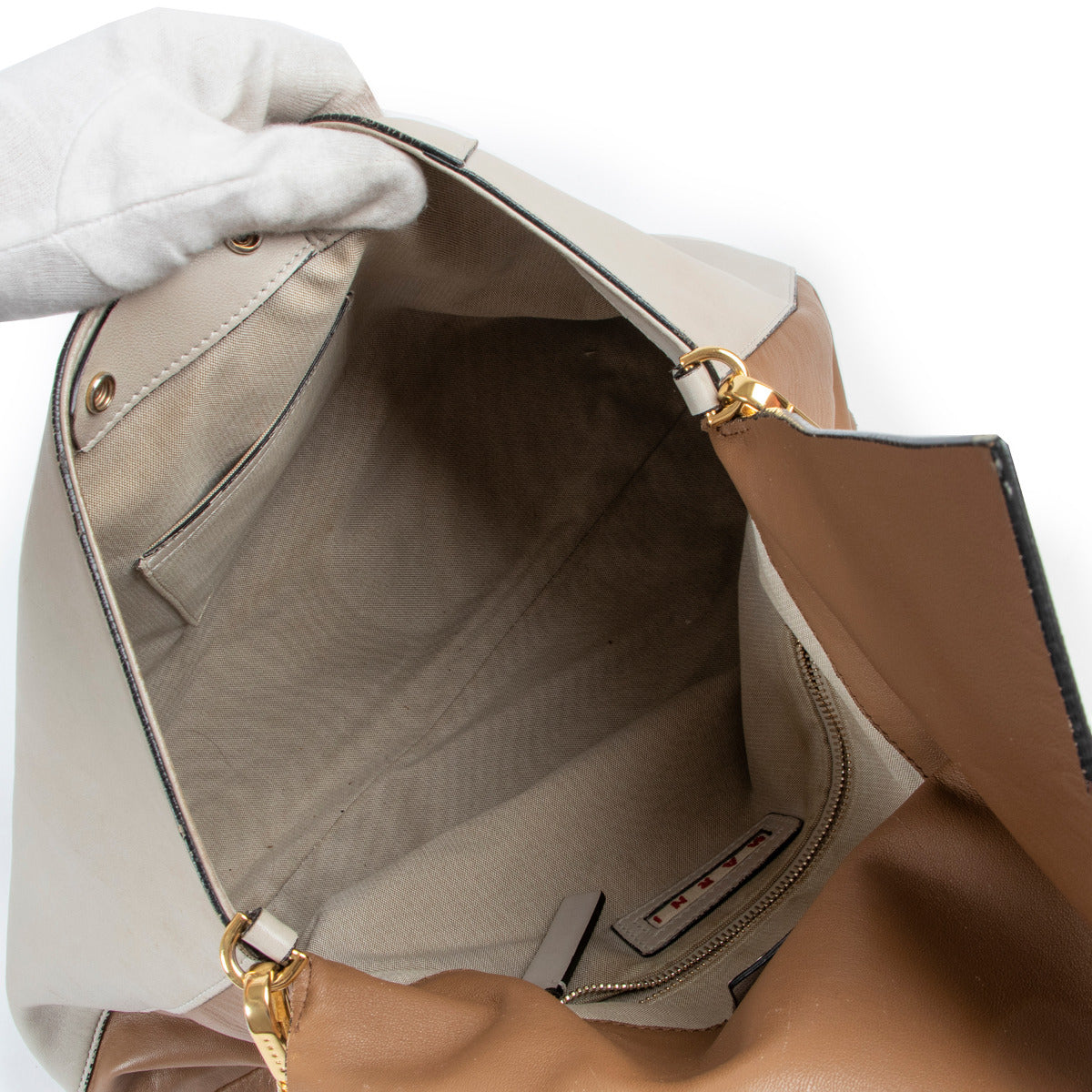 Marni Cream and Tan Two-Tone Top Handle