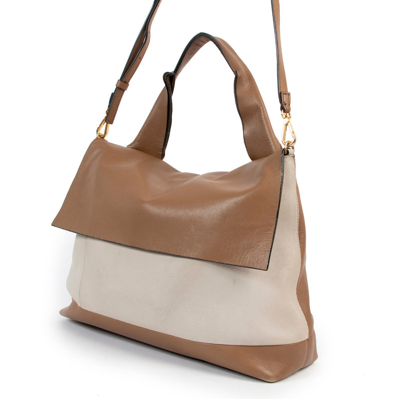We buy and sell your authentic Marni Cream and Tan Two-Tone Top Handle