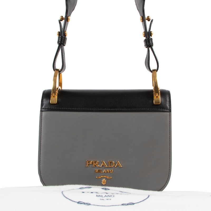 Prada Two-Tone City Calf Pionniere Saddle Bag aan de beste prijs bij Labellov