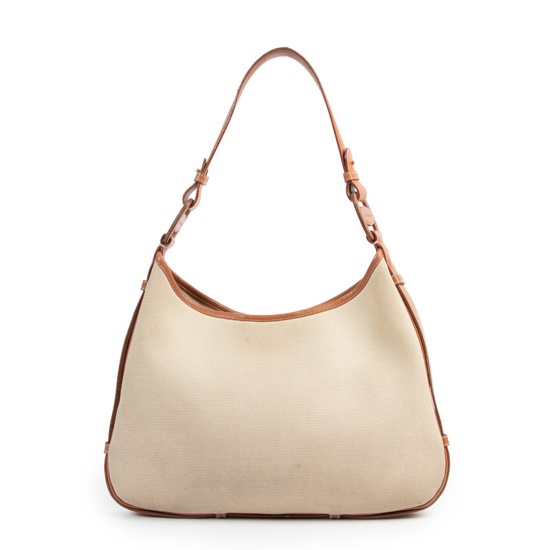 Salvatore Ferragamo Canvas and Leather Shoulder Bag