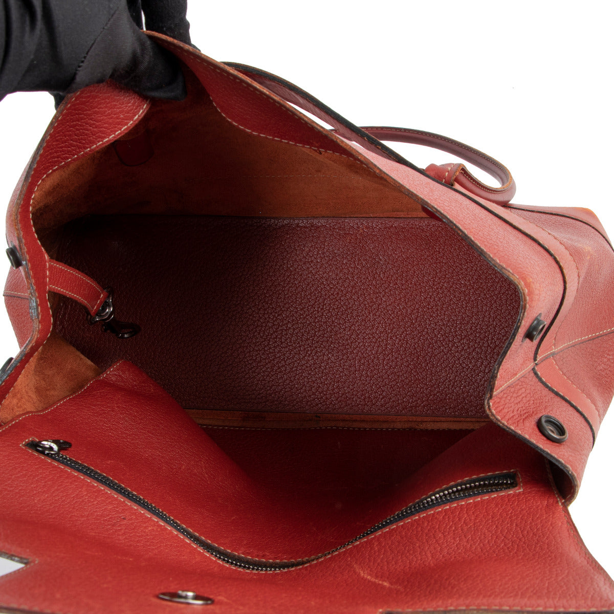 Sac porté épaule Delvaux Le Dix en cuir rouge