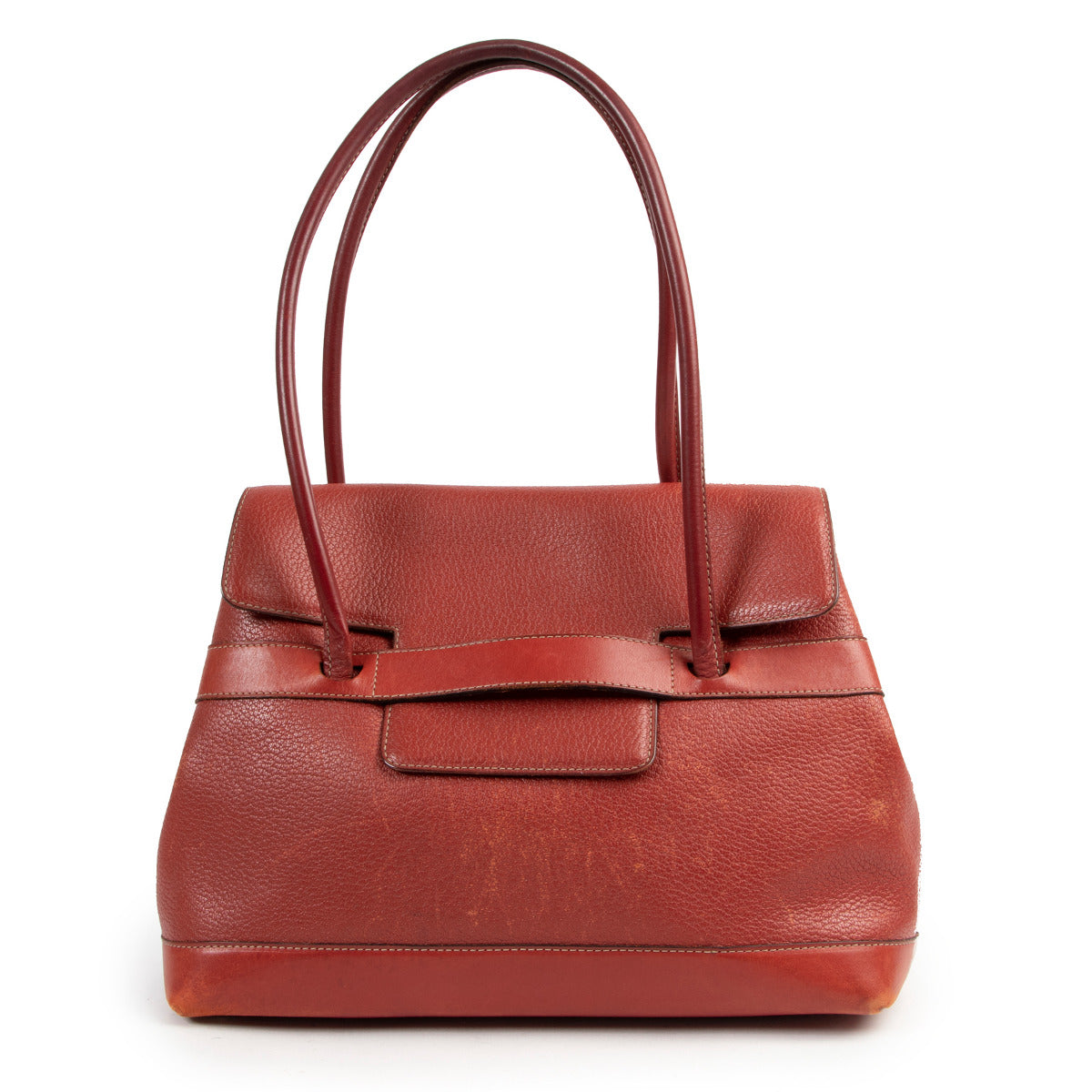 Sac porté épaule Delvaux Le Dix en cuir rouge
