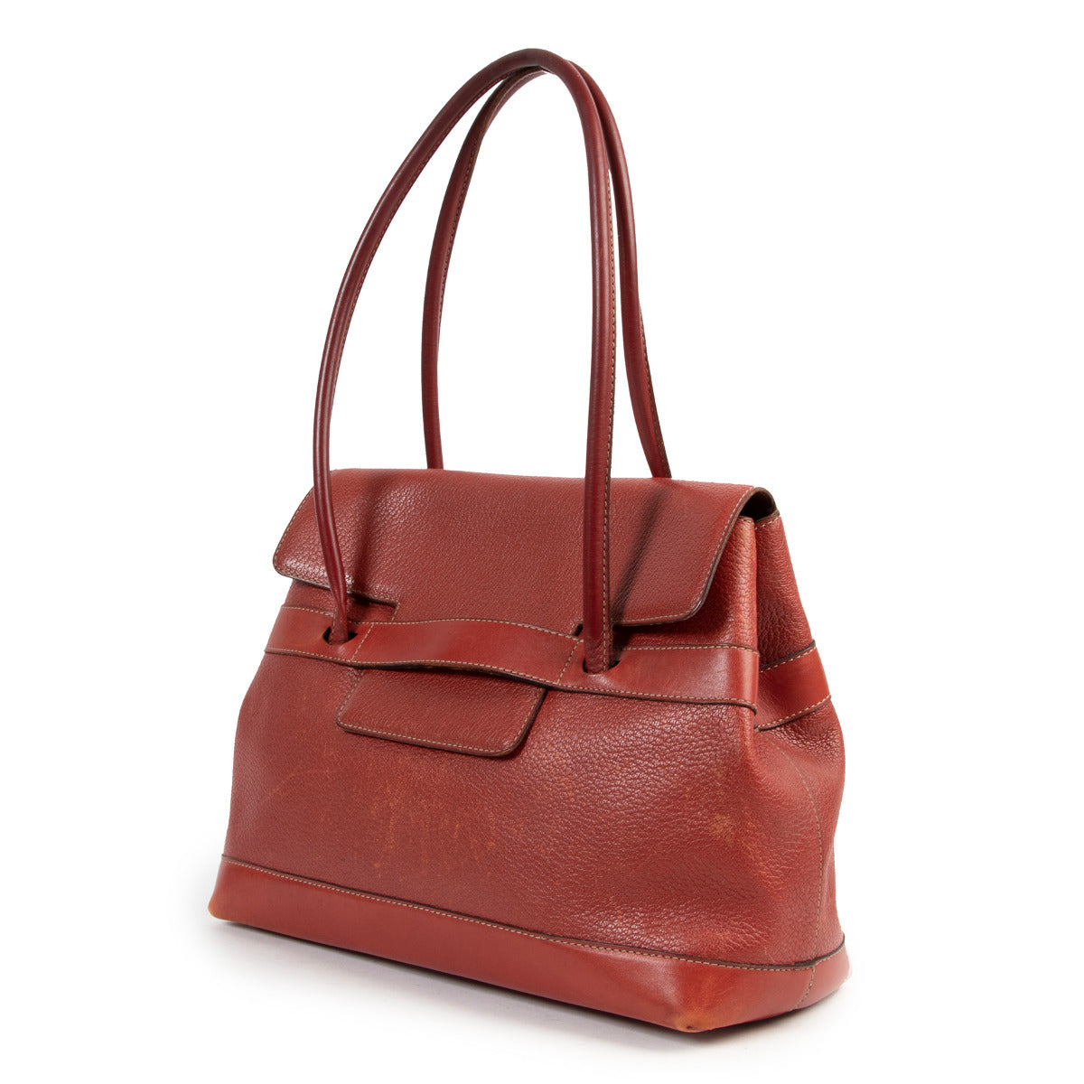 Sac porté épaule Delvaux Le Dix en cuir rouge