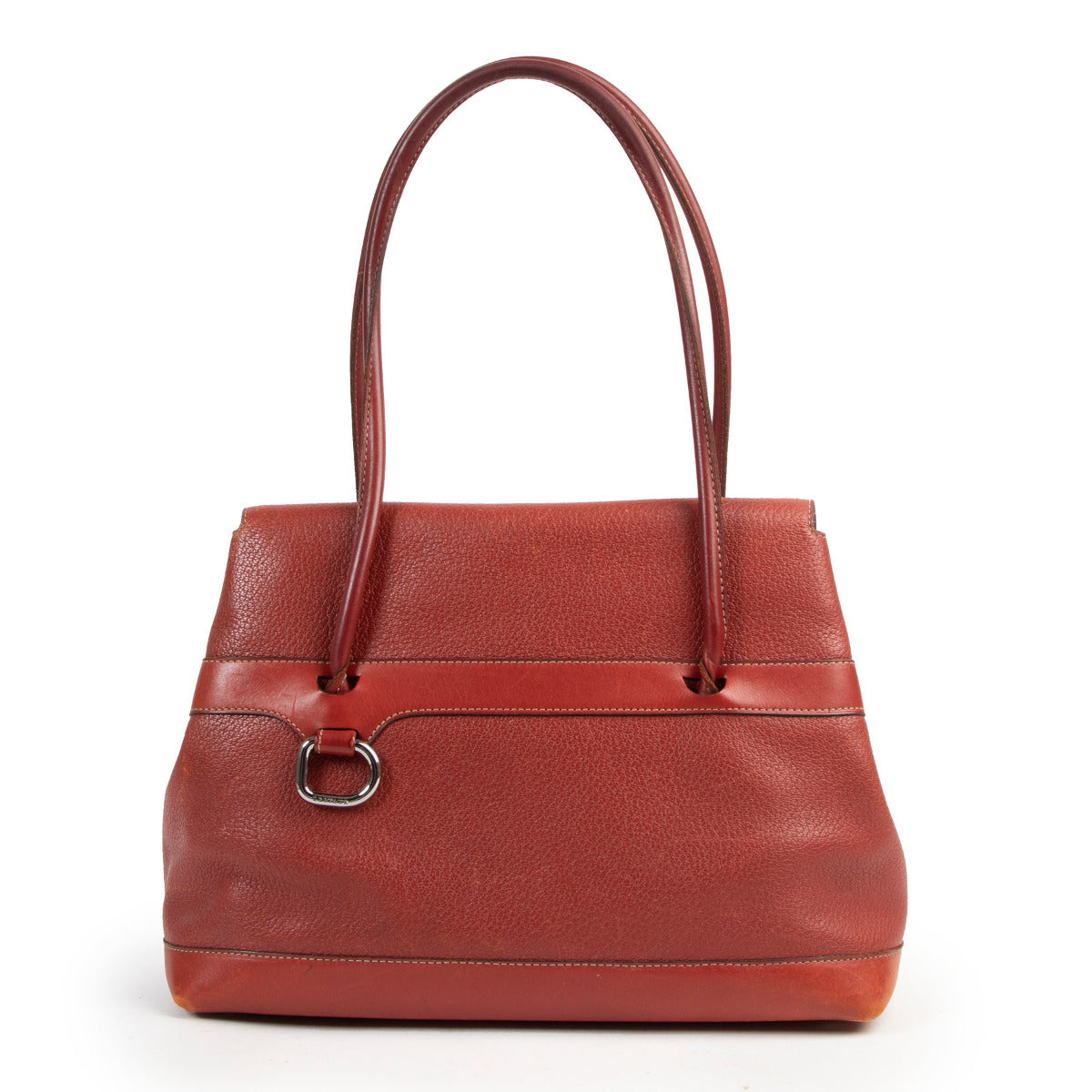 Sac porté épaule Delvaux Le Dix en cuir rouge