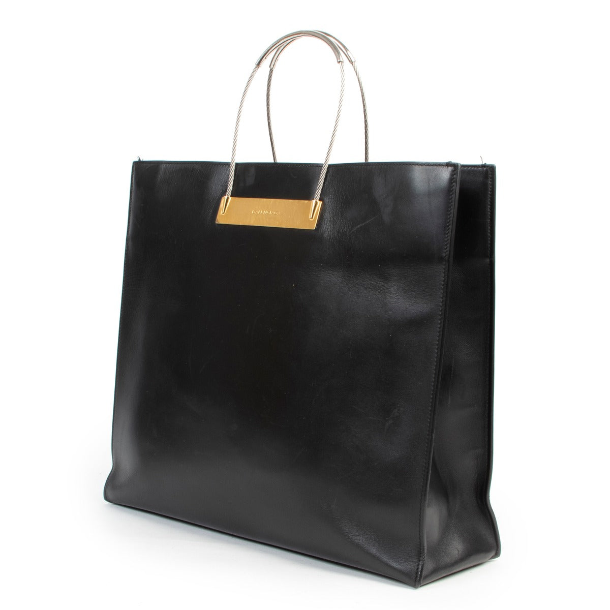 Balenciaga Black Soft Calfskin Cable Shopper Tote on Labellov, Worldwide Shipping