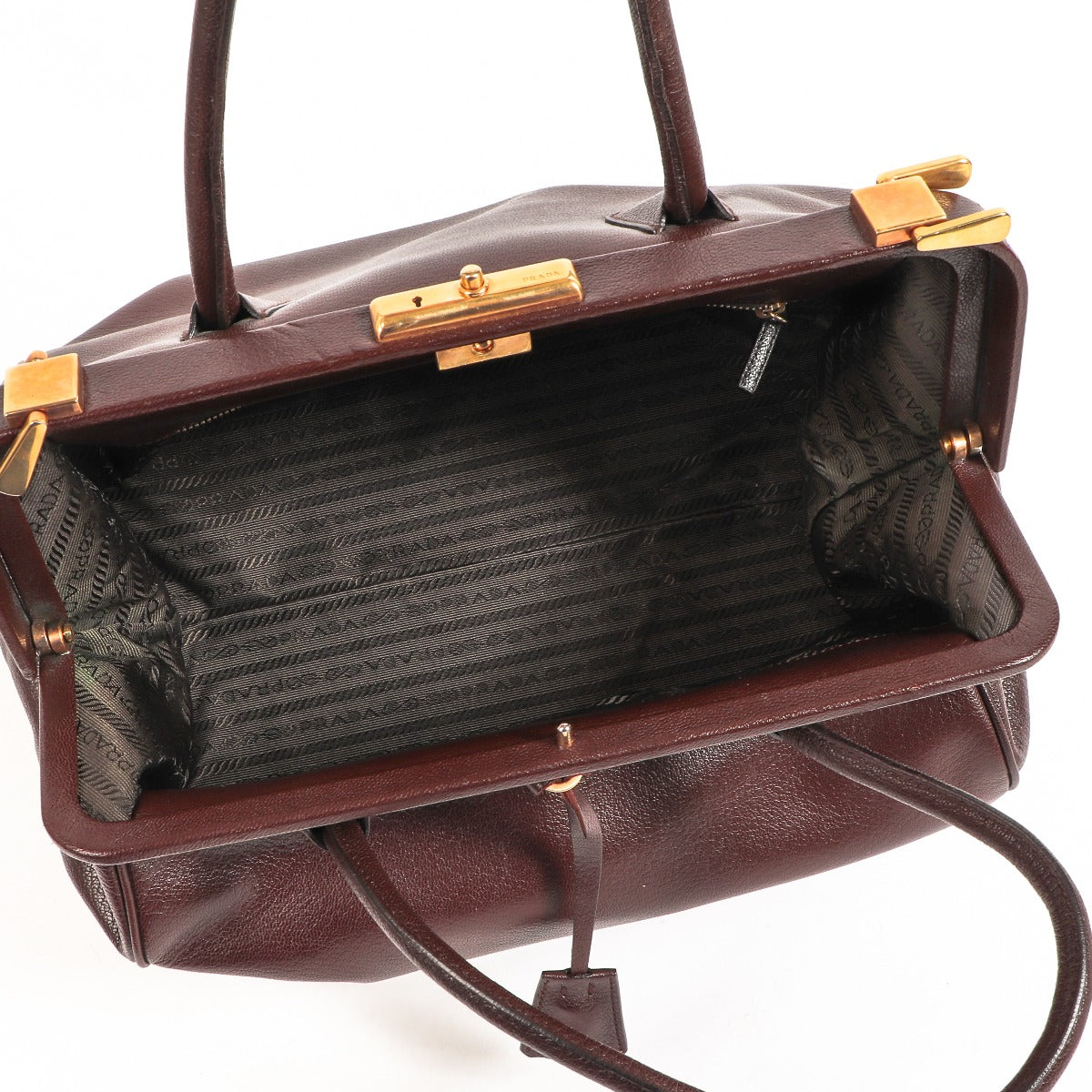 Sac de médecin Prada en cuir marron