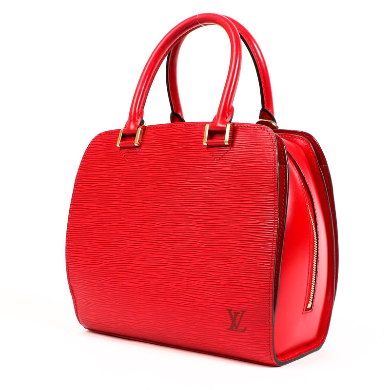 shop safe online at Labellov in Antwerp this 100% authentic second hand Louis Vuitton Red Epi Leather Pont Neuf Top handle