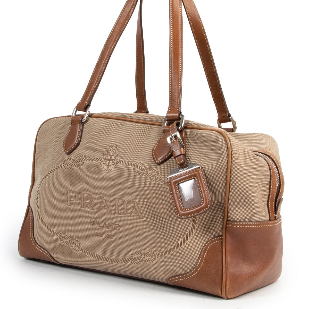Shop safe online authentic second hand Prada brown shoulder bag at the right price at Labellov.com.