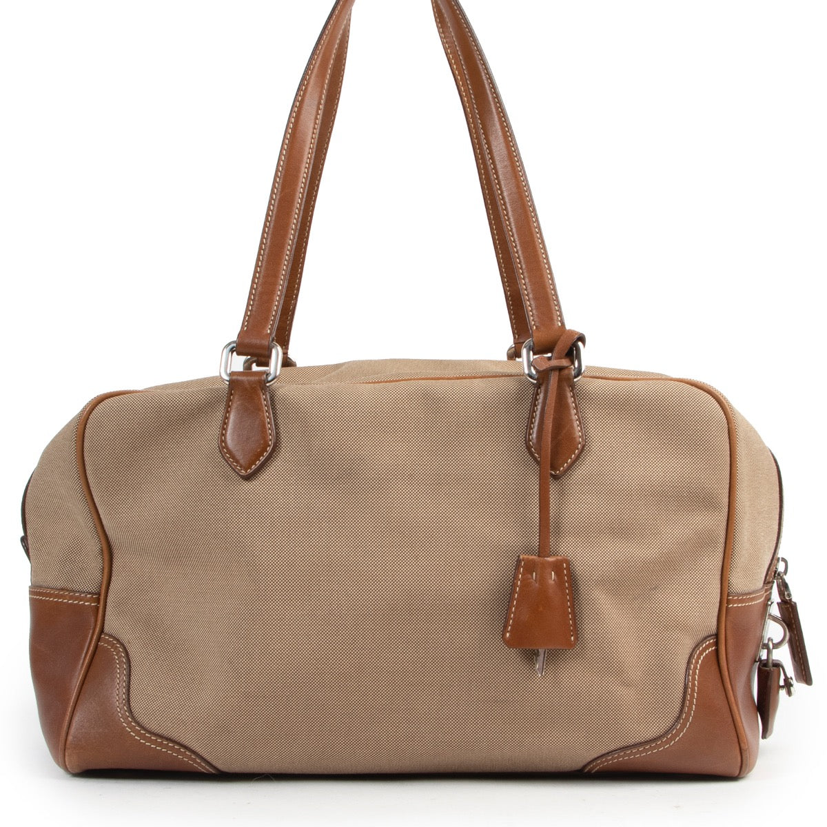 Shop safe online authentic second hand Prada brown shoulder bag at the right price at Labellov.com.