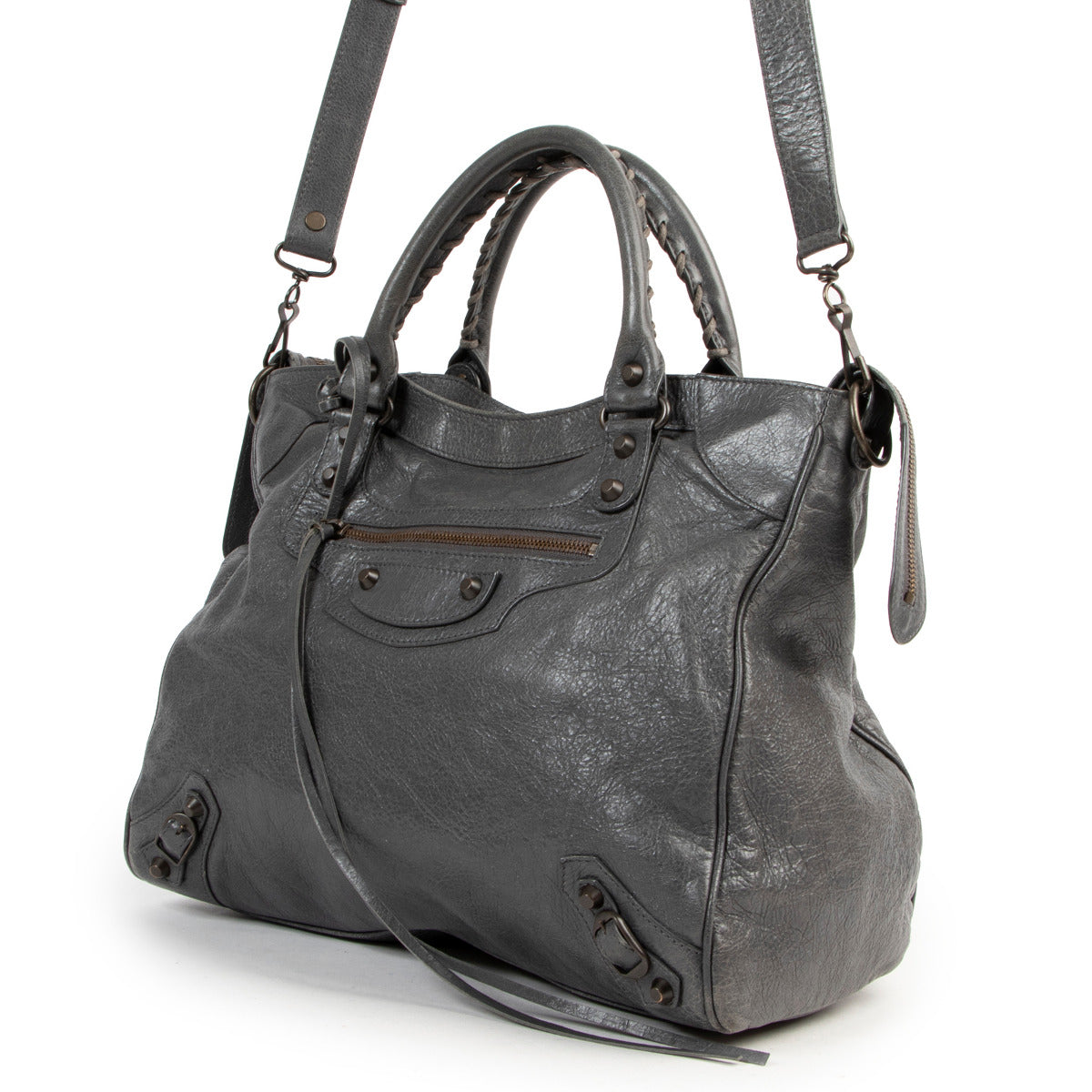 Balenciaga Agneau Classic Velo Gris Tarmac Shoulder Bag aan de beste prijs bij Labellov tweedehands luxe