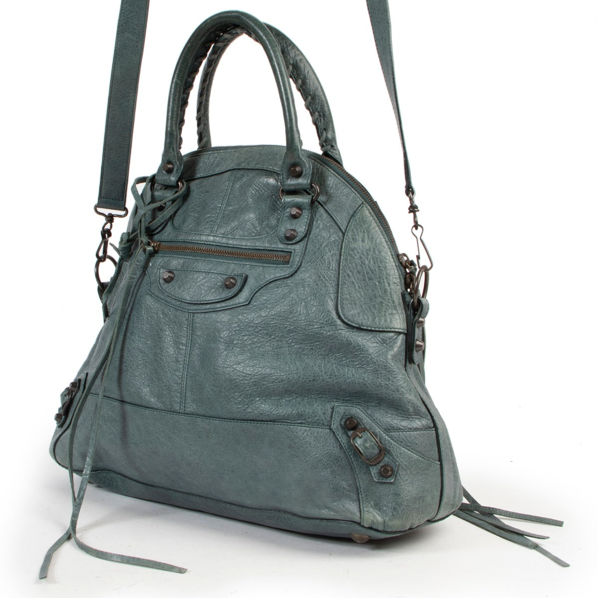 Balenciaga Seafoam Green Bowling Top Handle