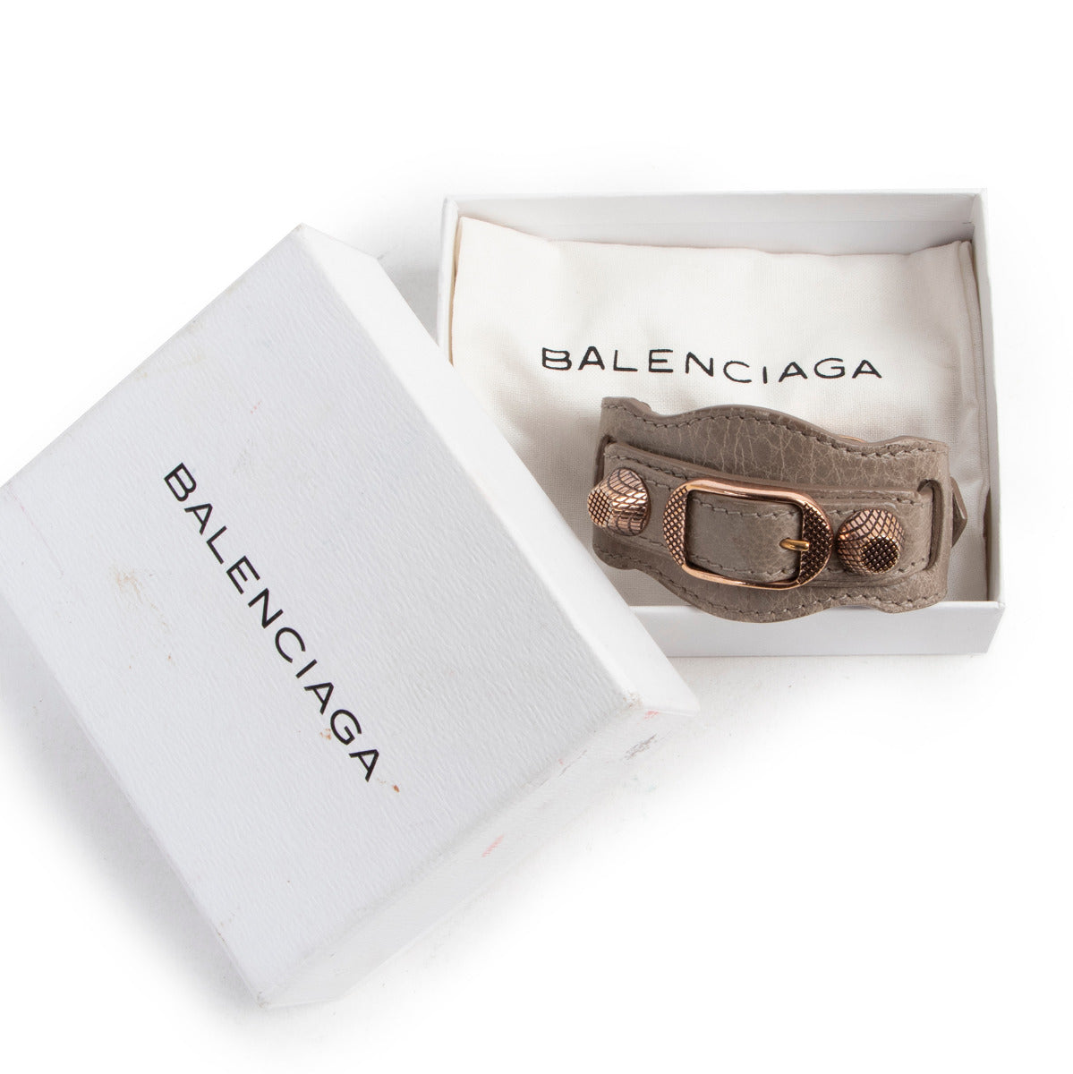 Balenciaga Taupe Leather Bracelet