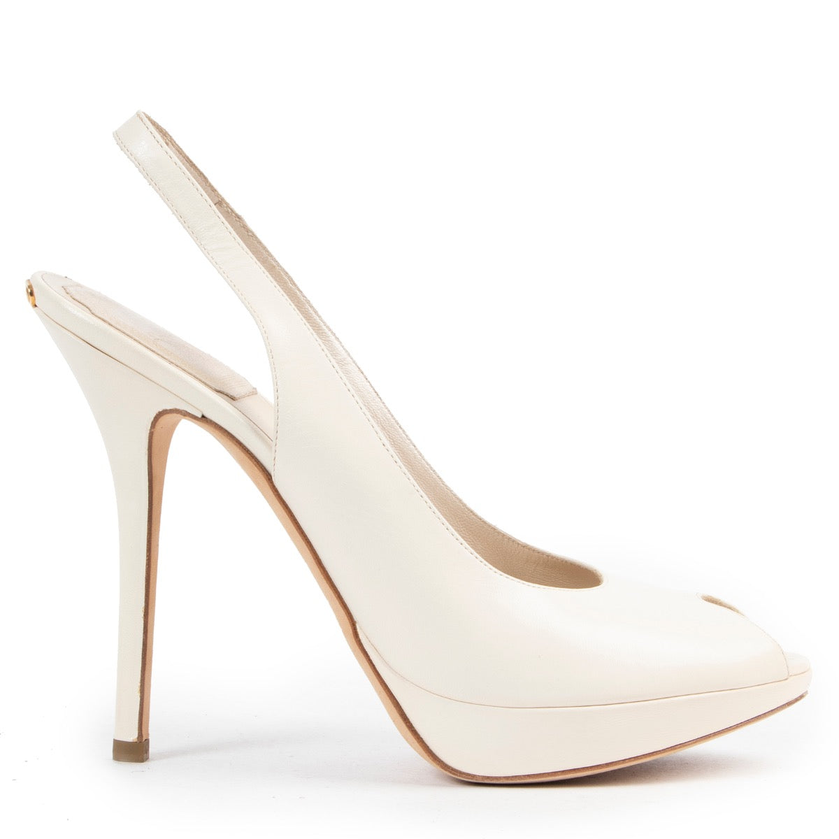 secondhand Dior White Leather Sandal Pumps - size 37,5